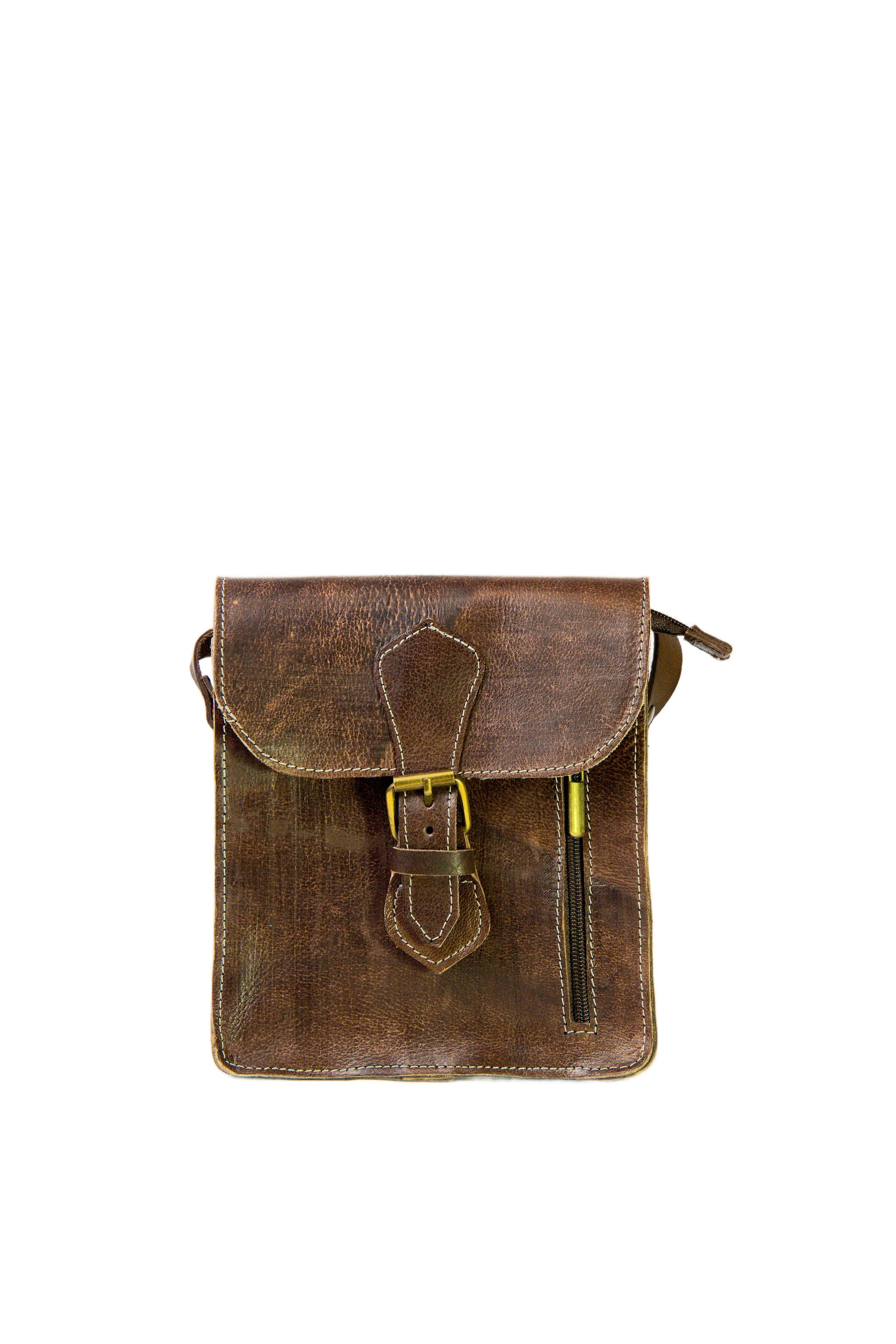 🤎 Bolso bandolera de cuero vintage – Compacto y con estilo