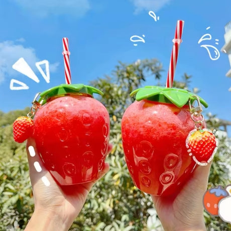 Vaso Fresa Cute con Pajita 🍓