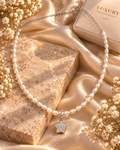 🤍 Collar de Perlas Naturales con Flor