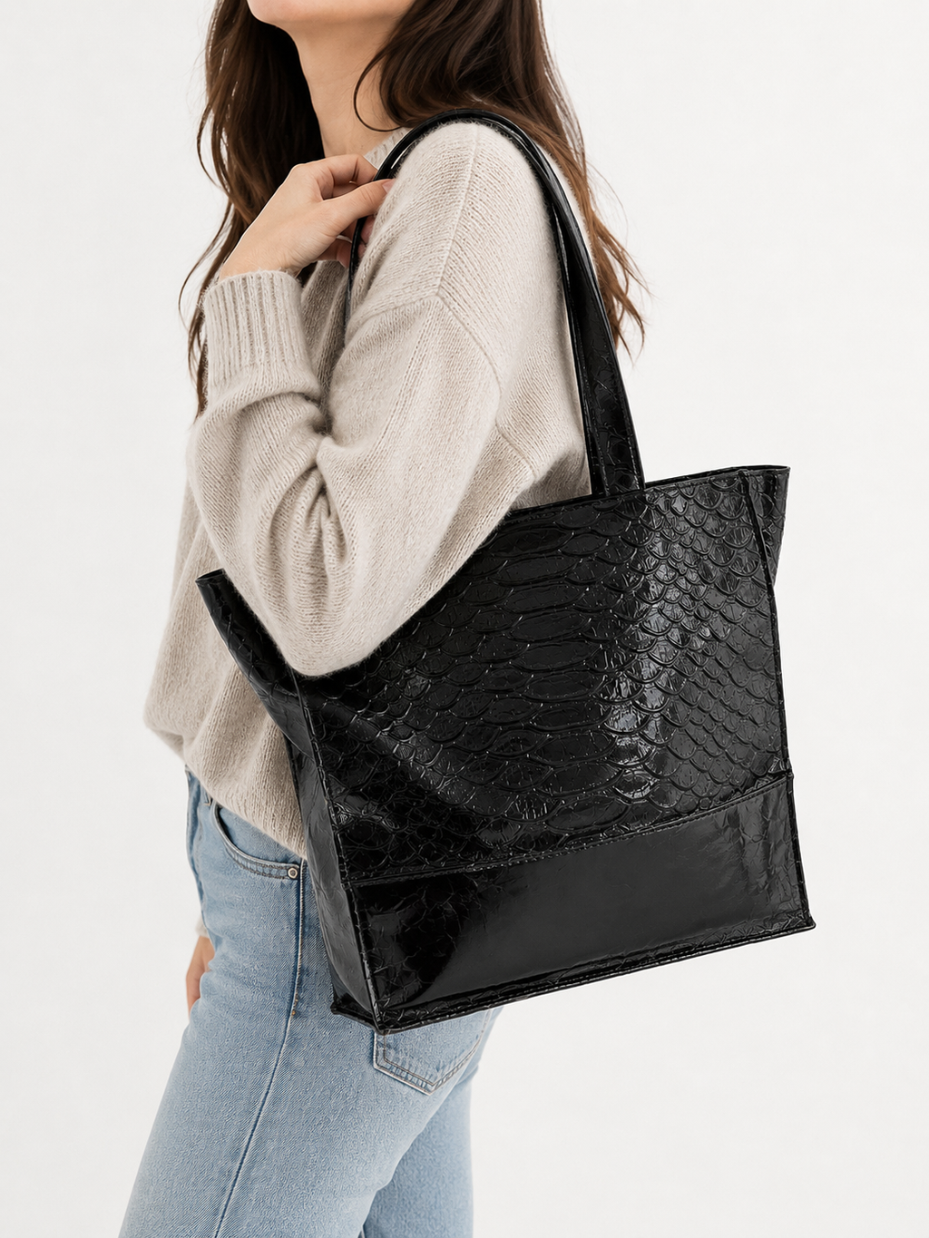 Bolso Tote Black Snake Effect