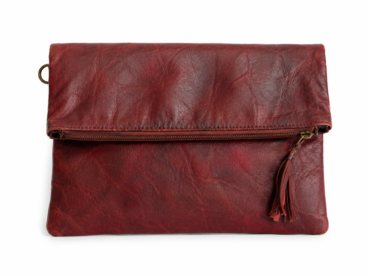 Bolso tipo clutch plegable en efecto piel envejecida